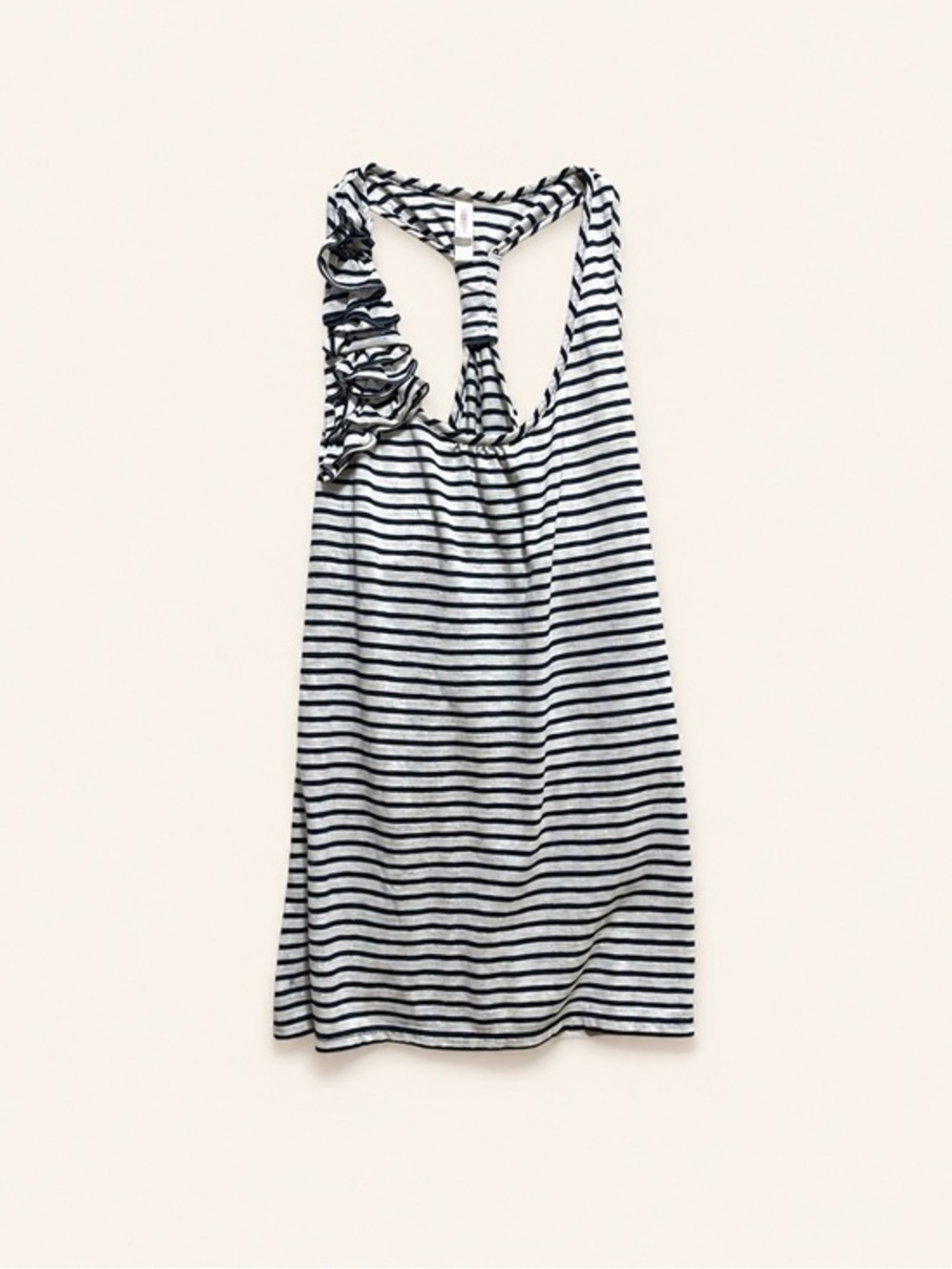 Striped Racerback Top with Ruffle Detail